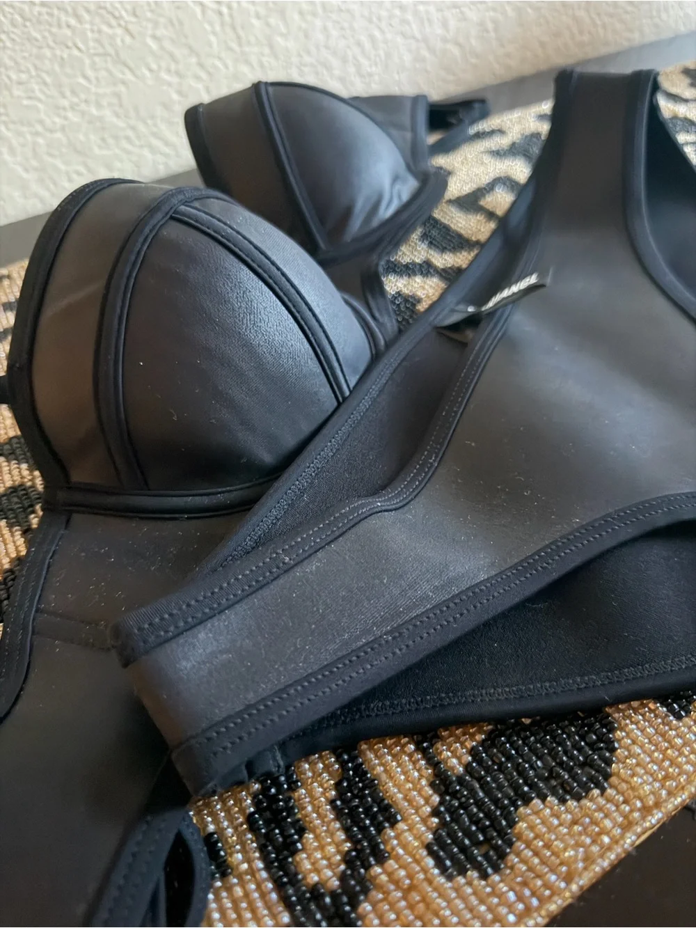 Triangl swimwear Black Neoprene Padded Bikini Set